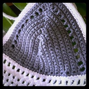 Boho-Chic Grey & White Bikini Top